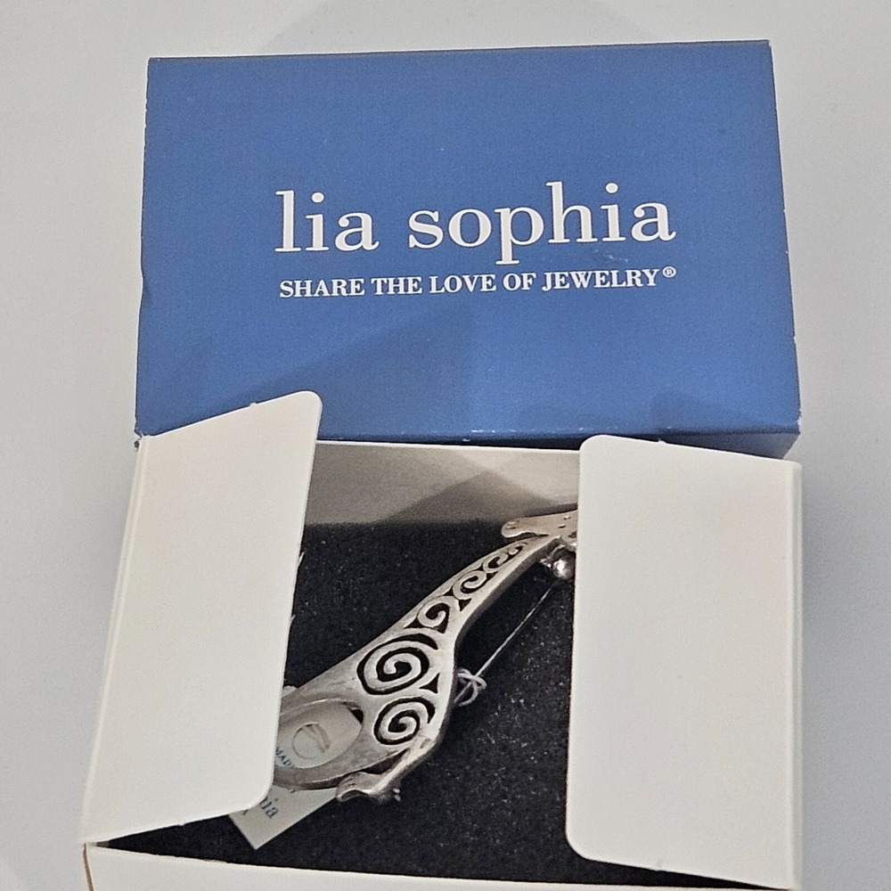 Lia Sophia Giraffe Brooch Silver Tone with Box Animal Zoo - Picture 6 of 7